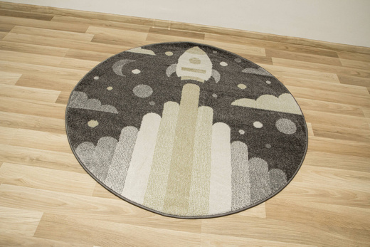 Okrągły Dywan Lima G756A d.grey/cream Rakieta Szary żółty Krem