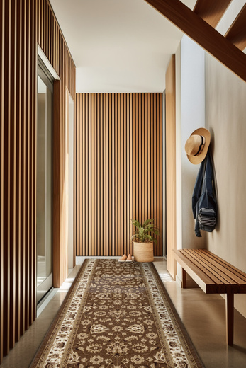 Chodnik Antypoślizgowy Antico 17 Brąz Ornament szerokość 67 cm