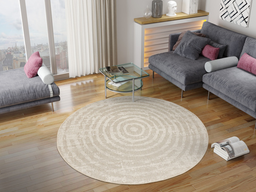 Okrągły Dywan Sznurkowy Haga 04787A vizon/cream Beż Krem Okręgi Outdoor