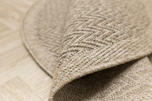 Okrągły Dywan Sznurkowy Patio 5007/170 Nature Beż Brąz Jodełka Zygzaki Outdoor