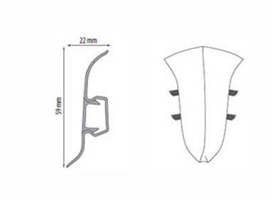 Narożnik wewnętrzny do listwy przypodłogowej Premium Cezar 220 dąb cordoba mat