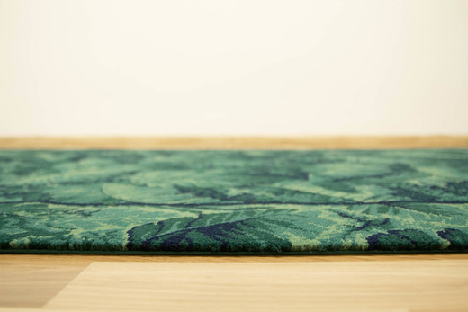 Wełniany Dywan Tempo-B Tion Teal Zielony Granatowy Liście