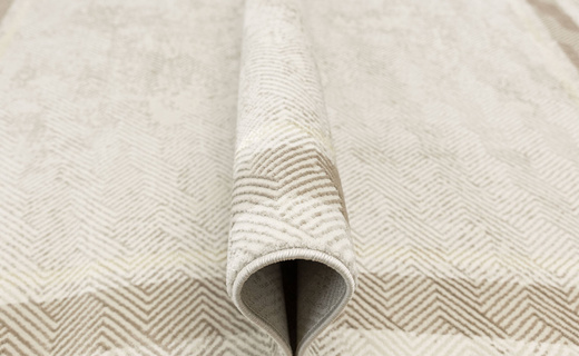 Lśniący Dywan Allora Plus D893A cream/d.beige Krem Złoty Jodełka Ramka