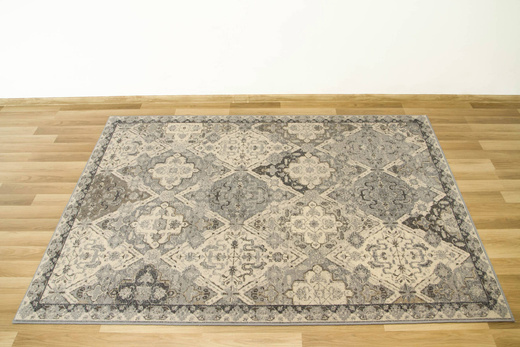 Wełniany Dywilan Moon Torino Silver Romby Ornament Szary Niebieski