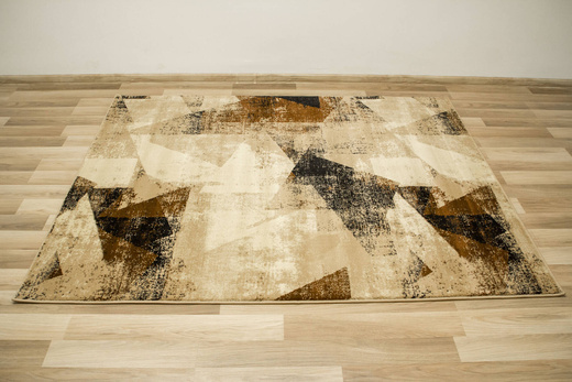 Dywan Super Rose B885A Beige/Cream Brąz Beż Krem Trójkąty Przecierany