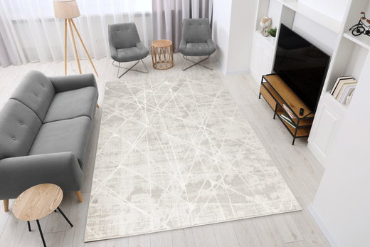 Dywan Illusion H017A creamHB/l.grey Szary Krem Lśniący Marmur Linie