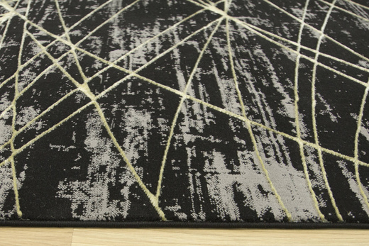 Lśniący Dywan Allora Plus C654A black/yellow Czarny Szary Złoty