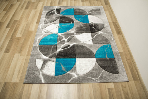 Dywan Amelia A472B grey/turquoise Szary Turkus Półkola Marmur