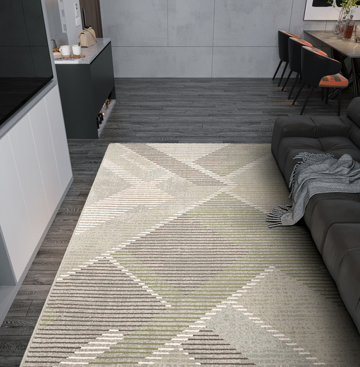 Dywan Wełniany Ballata Elian Shale Szary Zielony Geometria