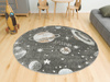 Okrągły Dywan Lima C288A d.grey/l.grey Szary Kremowy Planety Gwiazdy Kosmos