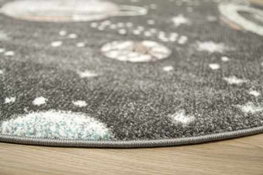 Okrągły Dywan Lima C288A d.grey/l.grey Szary Kremowy Planety Gwiazdy Kosmos