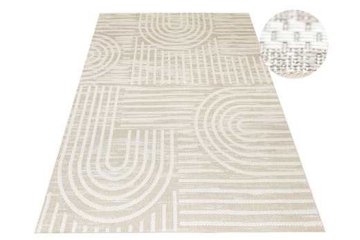 Dywan Sznurkowy Haga 03606E cream/vizon Beż Krem Geometria Outdoor