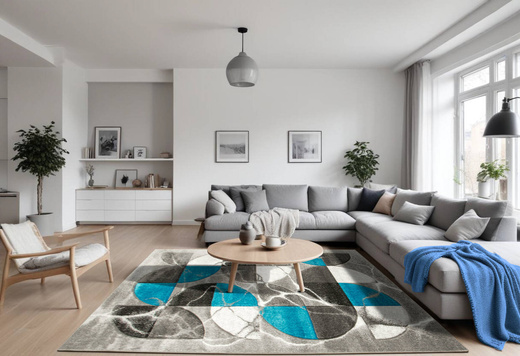 Dywan Amelia A472B grey/turquoise Szary Turkus Półkola Marmur