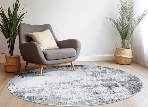 Okrągły Dywan Nantes NT041G Grey/Grey Szary Beton