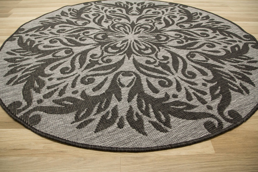 Okrągły Dwustronny Dywan Sznurkowy Brussels 205168/11010 Night Silver Ornament Outdoor