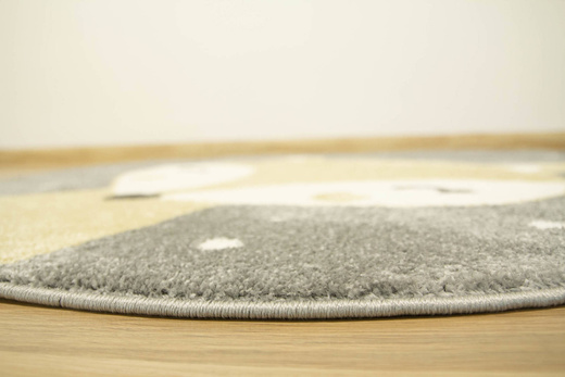 Okrągły Dywan Lima E177A l.grey/yellow Lisek Żółty Szary