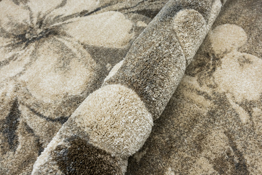 Dywan Kandy N040A l.beige/m.beig Szary Beżowy Kwiaty Grafit Fryz