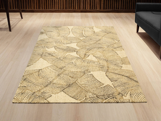 Wełniany Dywan Tempo Natural-B Feath Krem Beż Liście