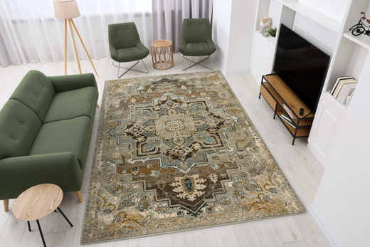 Wełniany Dywan Dywilan Omega Abbas Koniak Ornament