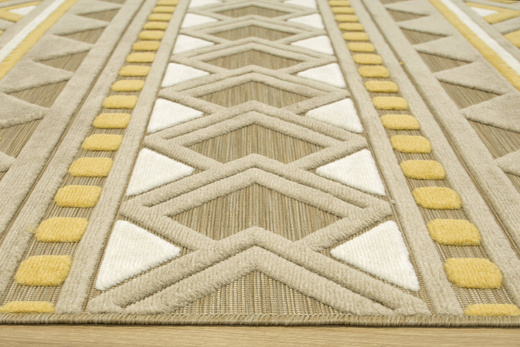 Dywan Sznurkowy Dwupoziomowy Reni 24514/852 Trójkąty Romby Aztec Beż