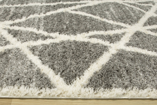 Puszysty Dywan Pulpy Shaggy A522A d.grey/cream Szary Kremowy Trójkąty