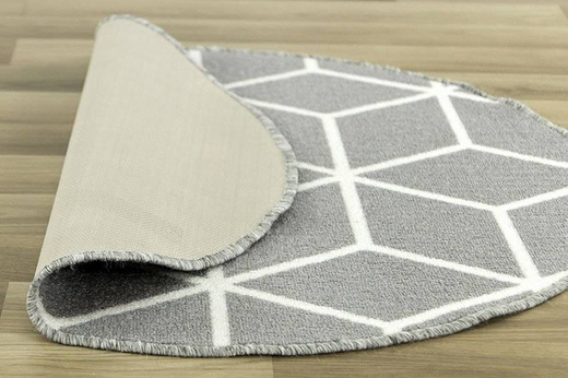 Antypoślizgowy Okrągły Dywan Cubes Jasny Szary 19
