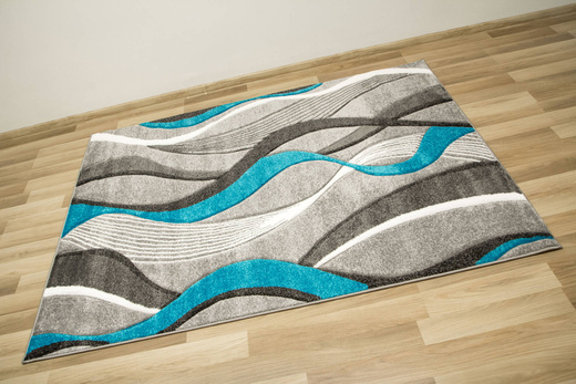 Dywan Amelia B178B grey/turquoise Szary Turkusowy Wstęgi Fale