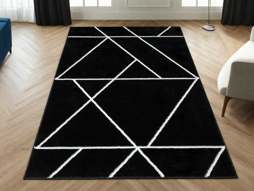 Dywan Lima C877B black/white Czarny Krem Trójkąty