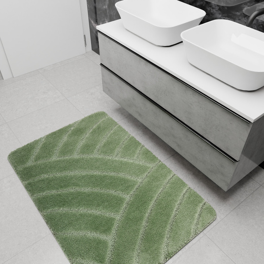 Dywanik Łazienkowy Antypoślizgowy Sash Sage Zielony Pasy
