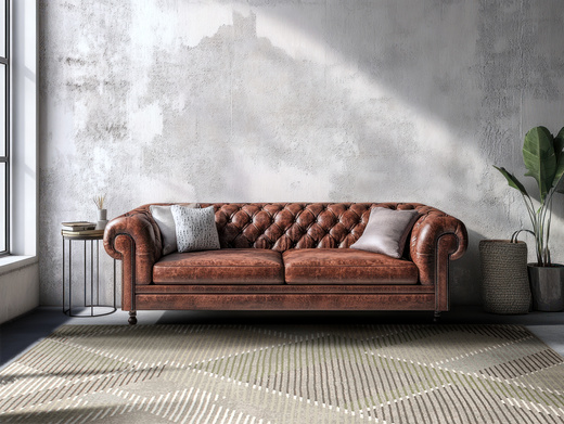 Dywan Wełniany Ballata Elian Shale Szary Zielony Geometria