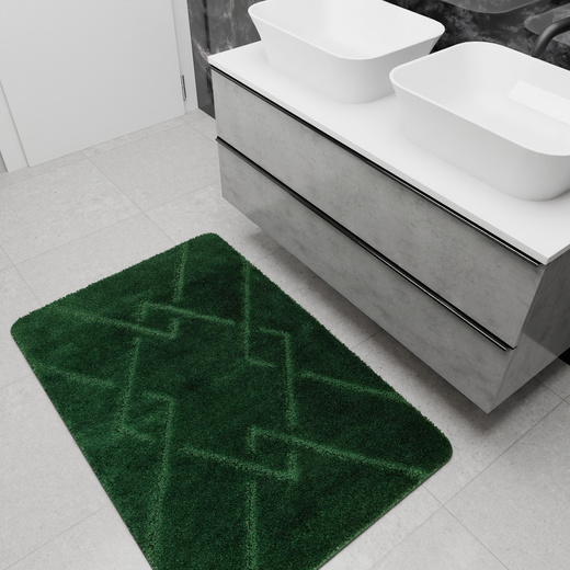 Dywanik Łazienkowy Antypoślizgowy Moreno Dark Green Butelkowa Zieleń Romby