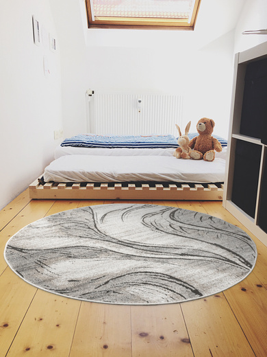 Dywan Okrągły Matara P176A m.grey/sp.antO Szary Fale