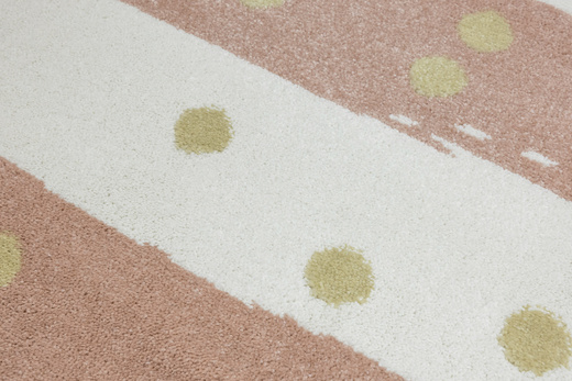 Dywan Półokrągły Dziecięcy Lima M044A cream/rose Róż Krem Zloty Paski