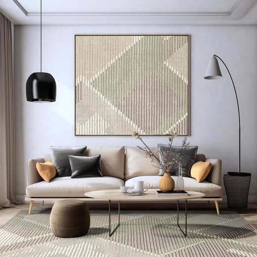 Dywan Wełniany Ballata Elian Shale Szary Zielony Geometria