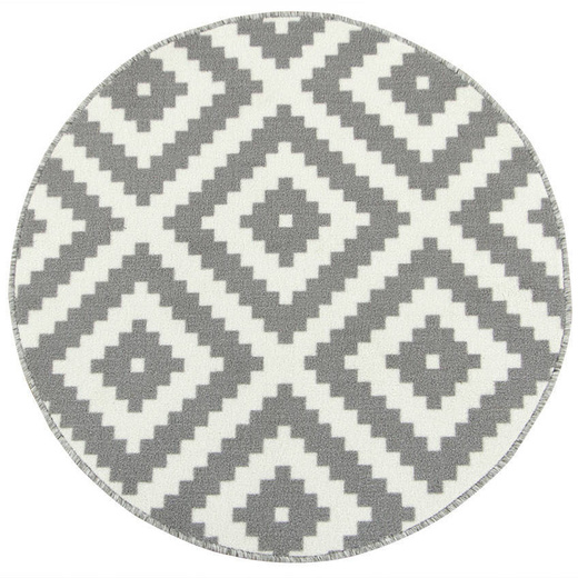 Antypoślizgowy Okrągły Dywan Romby Szary 19