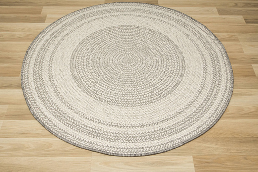 Okrągły Dwustronny Dywan Sznurkowy Brussels 205670/10010 Silver Szary Krem Kółka Outdoor