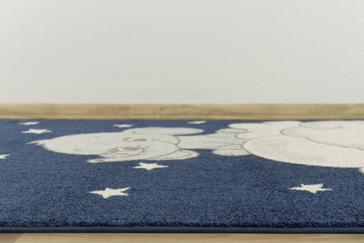 Dywan EMILY KIDS 2342A bone/d.blue słonik na chmurce granatowy