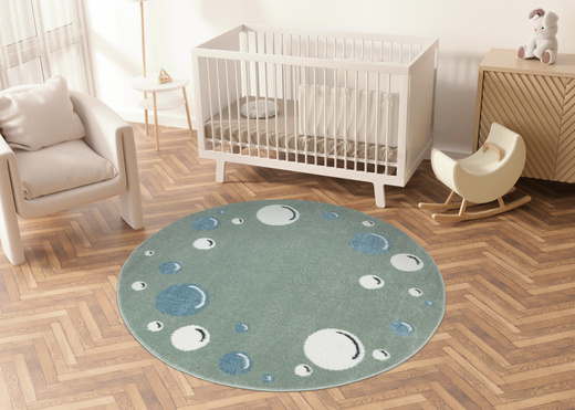 Okrągły Dywan Lima M041A green/cream Zieony Krem Banieczki