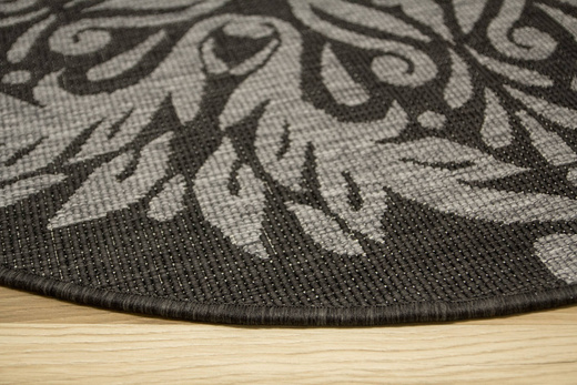 Okrągły Dwustronny Dywan Sznurkowy Brussels 205168/11010 Night Silver Ornament Outdoor