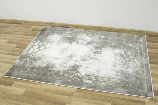 Dywan Felix 9337A l.grey/yellow Marmur Szary Krem Złoty z Ramką