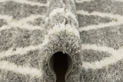 Puszysty Dywan Pulpy Shaggy A574A d.grey/cream Szary Kremowy Zygzaki Etno
