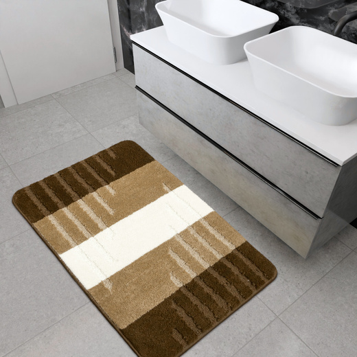 Dywanik Łazienkowy Vic Beige Beż Brąz Paski