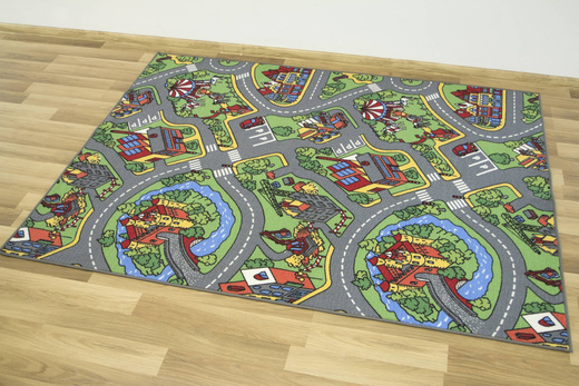 Wykładzina O-rally uliczki miasto zamek plac budowy na filcu szerokość 4 m