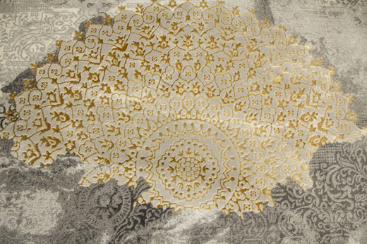 Dywan Galeria GL080G grey/grey Szary Złoty Rozeta