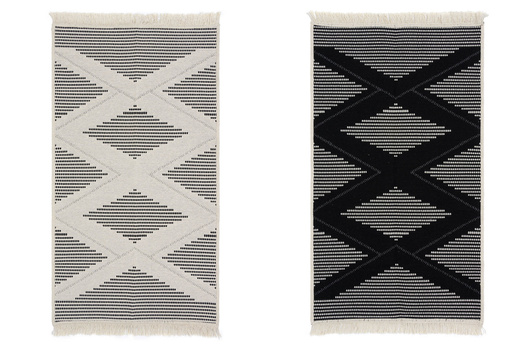 Dwustronny Dywanik Chodniczek Orient Wzór 7 Czarny Krem Romby Duże