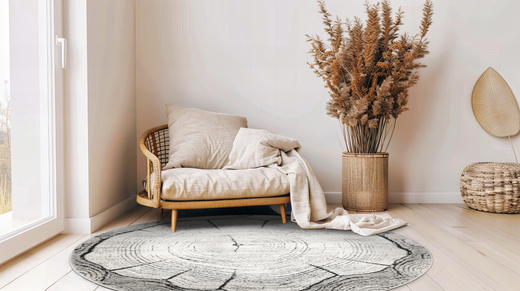 Dywan Okrągły Matara P156A l.grey/sp.antr Szary Beż Krem Pień