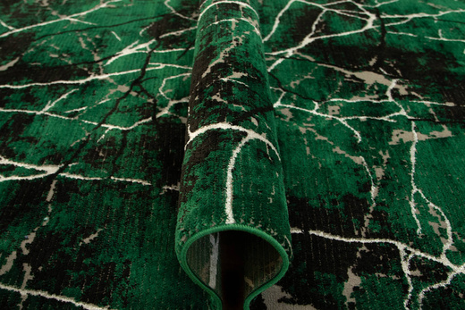 Dywan Diamond K8716Z Green Butelkowa Zieleń Srebrny Marmur