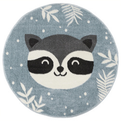 Okrągły Dywan Lima C884A blue/cream Turkus Krem Szop Pracz Listki