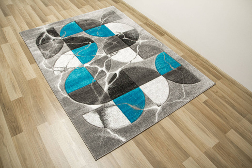 Dywan Amelia A472B grey/turquoise Szary Turkus Półkola Marmur