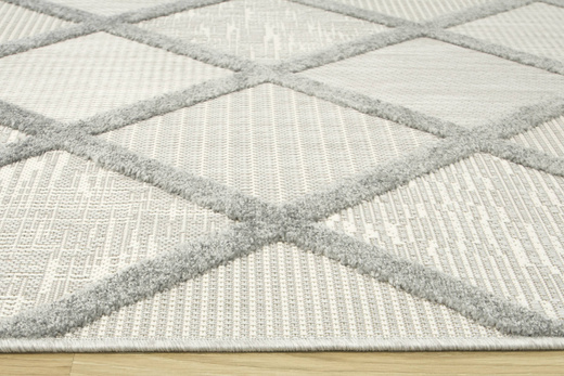 Dywan Sznurkowy Stella D413A l.grey/d.grey Romby Szary Srebrny Krem